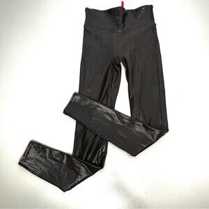 Spanx Faux Leather Croc Embossed Brown High Rise Leggings S